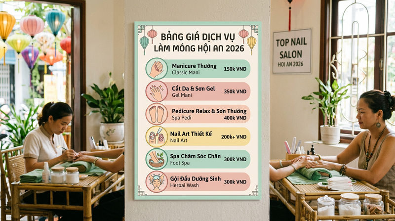 Bảng Giá Dịch Vụ Làm Móng Tại Hội An Cập Nhật Mới Nhất 2026