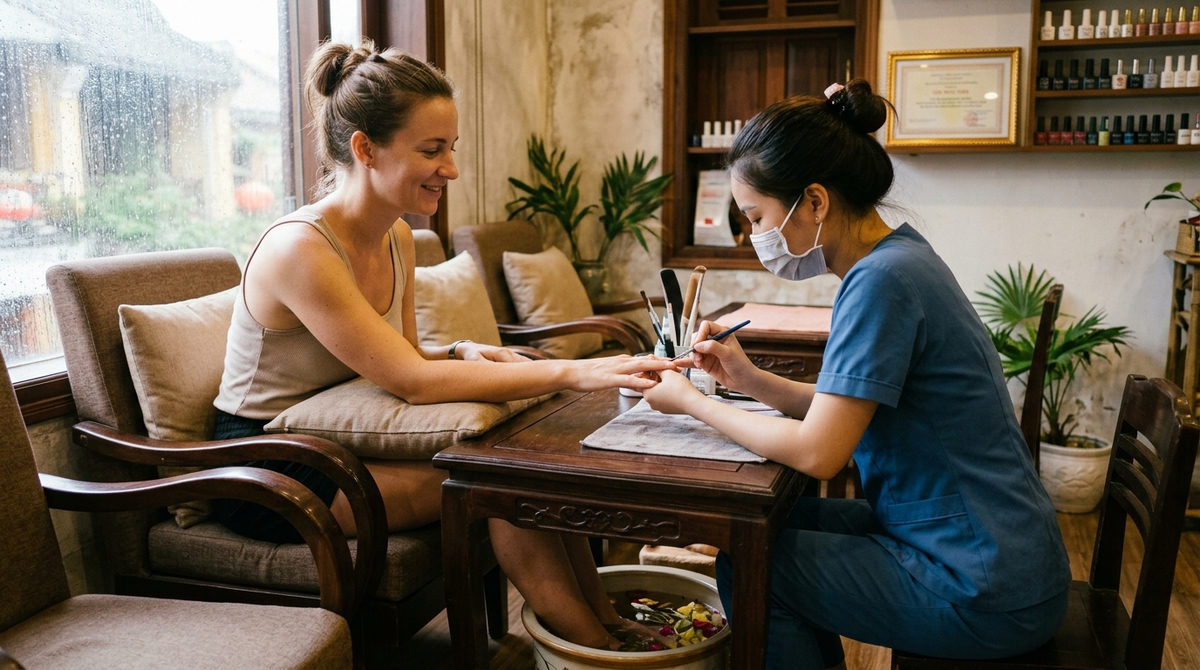 Manicure pedicure combo in Hoi An with relaxing nail spa service
